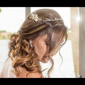 Luxury Wedding silver, pearl, and crystal head band